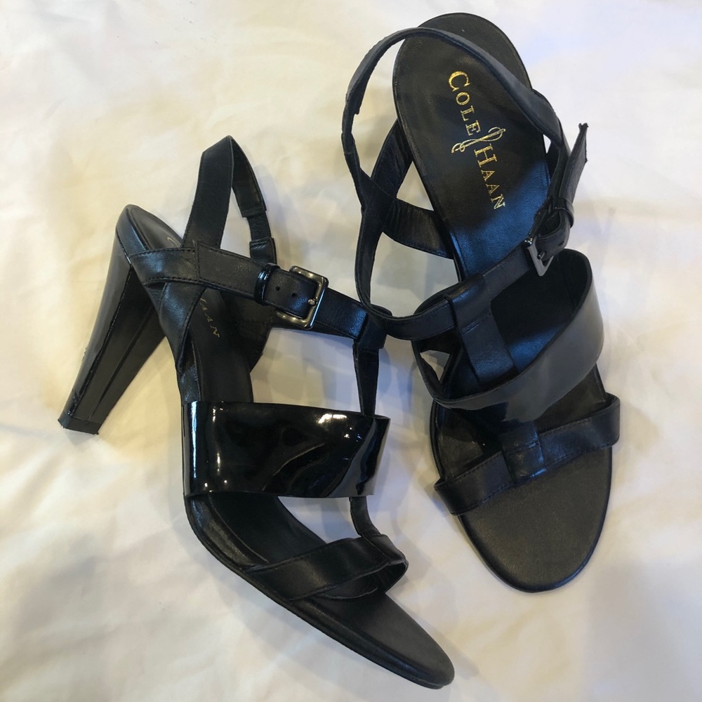 Cole Haan Nike Air strap heels leather and patent